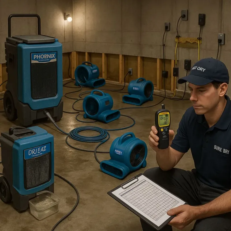 Structural Drying and Dehumidification process in Carmel-by-the-Sea, CA